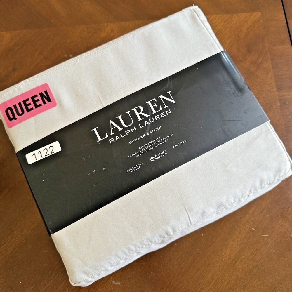NEW Ralph Lauren Queen 4Pc Dunham Sateen Sheet Set Silver 300 TC 100% Cotton